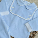 Baby's Blue Velour Personalised Top & Pants Set