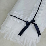 Boys Navy Blue waffle Trim Shawl