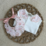 Baby Girls Pink Scalloped Hot air Balloon Sleepsuit & Bib Set