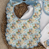 Peter Rabbit & Jemima Puddle-Duck Baby Sleepsuit and Handmade Bib Set