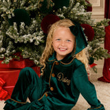 PRE-ORDER The Mayfair Collection Emerald Edition – Personalised Girls’ Luxury Velvet Christmas Pyjamas