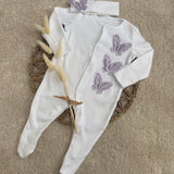 Baby Girls Lilac Butterfly Baby Grow With Hat