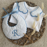 Baby’s Unisex Quilted Handmade Sleepsuit, Bib