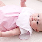 Luxury Pink Baby Girl Dress & Bloomers Set with Personalised Bib Collar – Woven Cotton