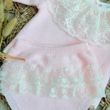 Baby Girls Pink Lacey Knitted Jam Set