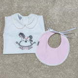 Babidu Rocking Horse Vest With Pink Collar And Bib