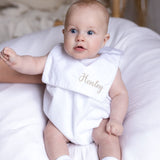 Baby Boys White Classic Sleeveless Summer Bib Romper