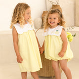 Girls Lemon Personalised Dress with Scallop Collar