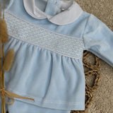 Baby Boy's Albert Blue & White Smocked 2 Piece