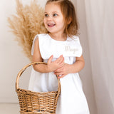 Personalised Girls White Seersucker Summer Dress & Knickers Set