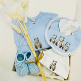 Little Brown Bear Baby Boy 3 Bear Gift Set - Blue Vest