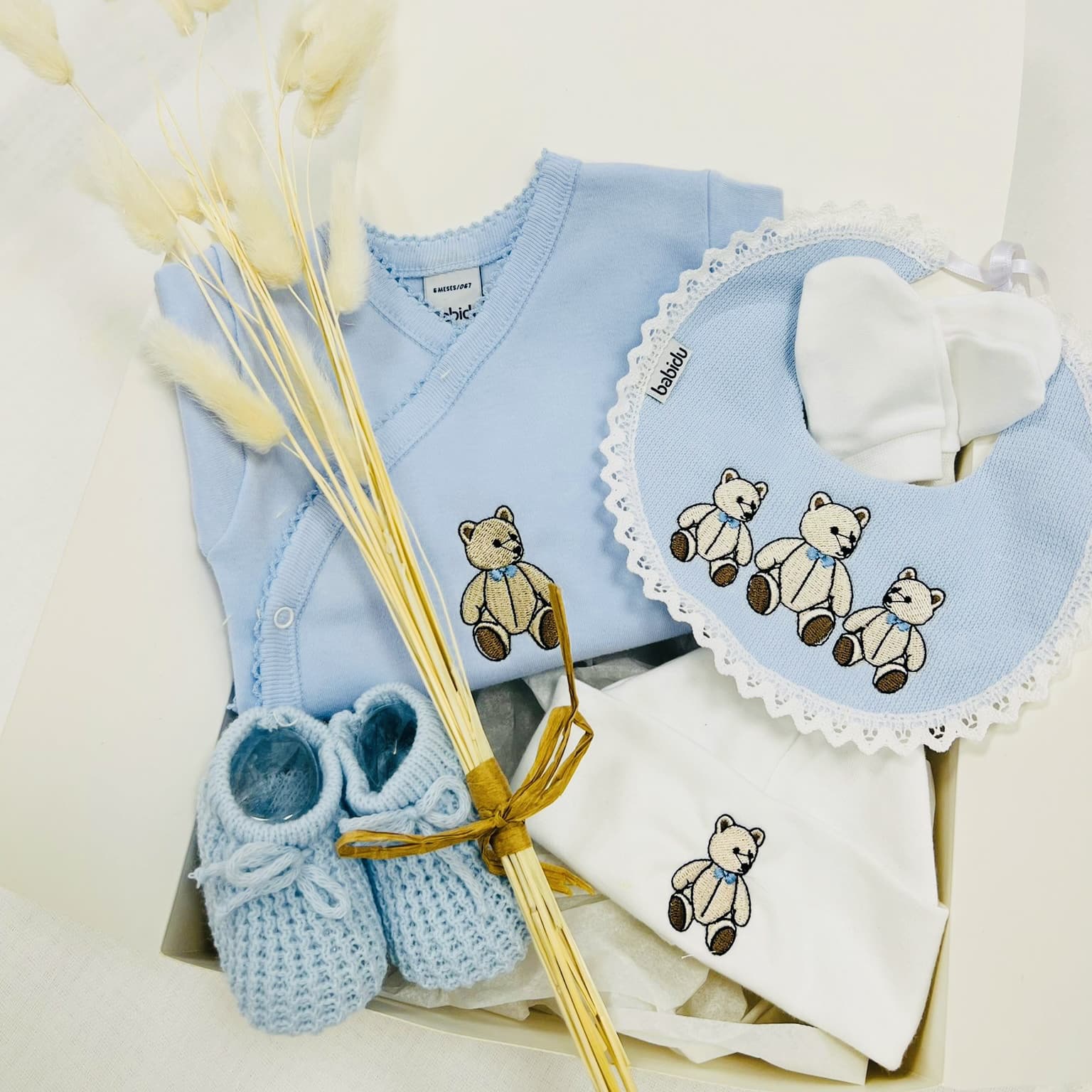 Little Brown Bear Baby Boy 3 Bear Gift Set - Blue Vest