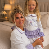 Personalised Lilac Petite Frill Mummy Pyjama Set – Matching Mummy & Me Long Sleeve PJs