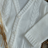 Boys White Cable Knit Cardigan