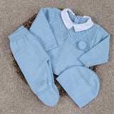 Baby Boy's Blue Pom Spanish Knitted Outfit