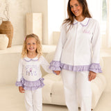 Personalised Lilac Petite Frill Mummy Pyjama Set – Matching Mummy & Me Long Sleeve PJs