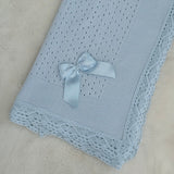 Baby's Lace Blue Shawl With Blue Trim
