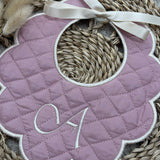 Girls Handmade Quilted Scalloped Pink Bib