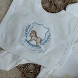 Luxury Personalised Rocking Horse Initial Sleepsuit & Bib Set