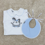 Babidu Rocking Horse Vest With Blue Collar And Bib