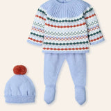 NEW SEASON Mac ilusion Boy's Blue Jacquard Knitted 3 Piece - Newborn