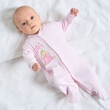 Premature Baby Girls Pink Cotton Sleepsuit