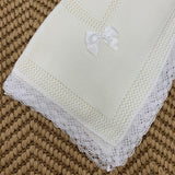 Baby's Lace Cream Shawl With White Trim