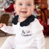 Balmoral Tartan Baby Girls Sleepsuit and Handmade Bib Set