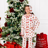 PRE-ORDER Personalised Girls’ Christmas Teddy Bear Frill Pyjamas