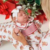 PRE-ORDER Baby Girls’ Christmas Teddy Bear Smocked Sleepsuit
