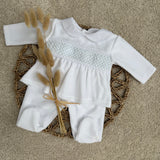 Baby Boy's Albert White & Blue Smocked 2 Piece