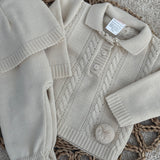 Baby Boy's Beige Pom Spanish Knitted Outfit