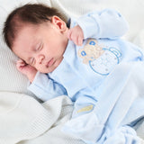 Premature Baby Boy’s Blue Velour Sleepsuit