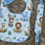 Luxury Handmade Lion Safari Baby Bib & Dummy Clip Set (Zoo Animal Collection)