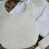 Baby’s Unisex Pearl Handmade Sleepsuit, Bib & Dummy Clip Set