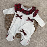 Baby Girl's Cream & Tartan All In One