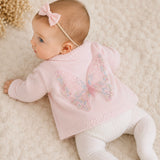 Personalised Butterfly Sparkle Knitted Baby Cardigan – Pink