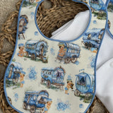 Baby Boys Blue Vardo Handmade Baby grow and Bib
