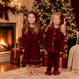 PRE-ORDER The Mayfair Collection Ruby Edition – Personalised Girls’ Luxury Velvet Christmas Pyjamas