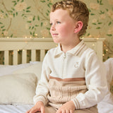 Caramelo Kids Boys Beige & Ivory Cotton Knit Trouser Set