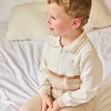 Caramelo Kids Boys Beige & Ivory Cotton Knit Trouser Set