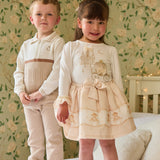 Caramelo Kids Boys Beige & Ivory Cotton Knit Trouser Set