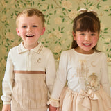 Caramelo Kids Boys Beige & Ivory Cotton Knit Trouser Set