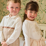 Caramelo Kids Boys Beige & Ivory Cotton Knit Trouser Set
