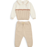 Caramelo Kids Boys Beige & Ivory Cotton Knit Trouser Set