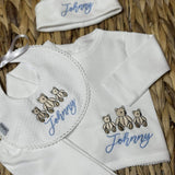 Unisex Baby Personalised 4 Piece with bears