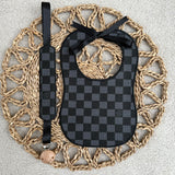 Baby's Grey & Black inspired Bib & Dummy Clip Set
