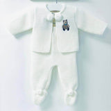 Little Brown Bear Pom Suit Blue Dickie Bow