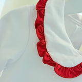 Girls White & Red Birthday Frilly Pyjamas