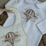 Unisex Hot Air Balloon Sleepsuit & Bib Set